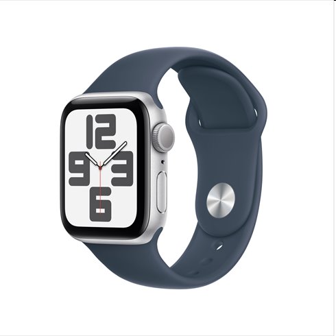 Apple Watch SE GPS 40mm ezüst Aluminium Case Storm Kék Sport szíjjal - M/LApple Watch > Series SE