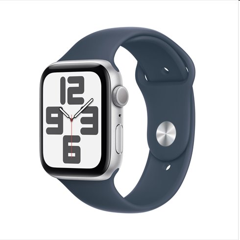 Apple Watch SE GPS 44mm ezüst Aluminium Case Storm Kék Sport szíjjal - M/LApple Watch > Series SE