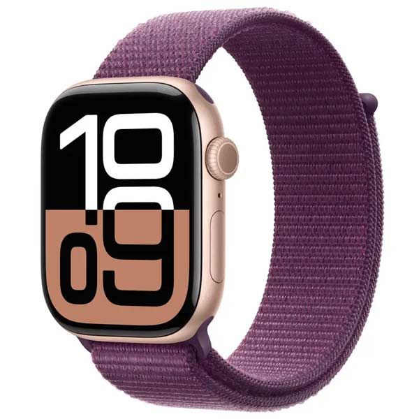 Apple Watch Series 10 GPS 42mm Rose Gold Aluminium Case with Plum Sport LoopApple Watch > Series 10