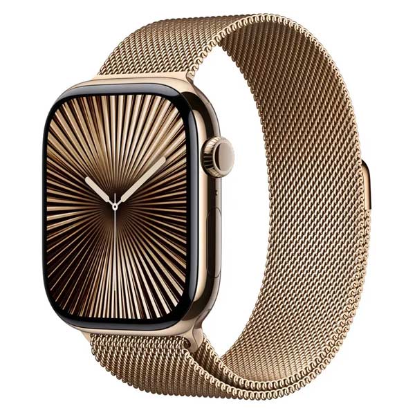 Apple Watch Series 10 GPS + Cellular 42mm Gold Titanium Case with Gold Milanese LoopApple Watch > Series 10