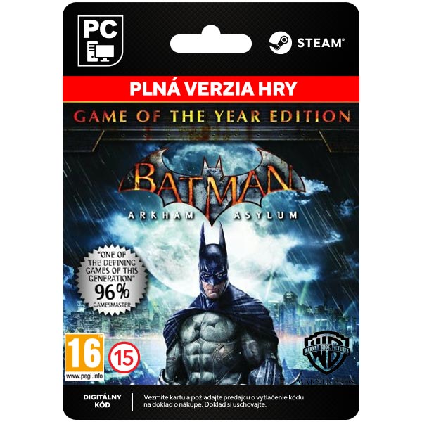 Batman: Arkham Asylum (Game of the Year Kiadás) [Steam] - PCCD-Kulcsok > Akciójátékok