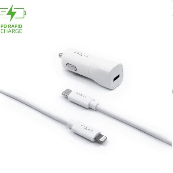 FIXED Autós töltő USB-C kábellel USB-C/Lightning MFI