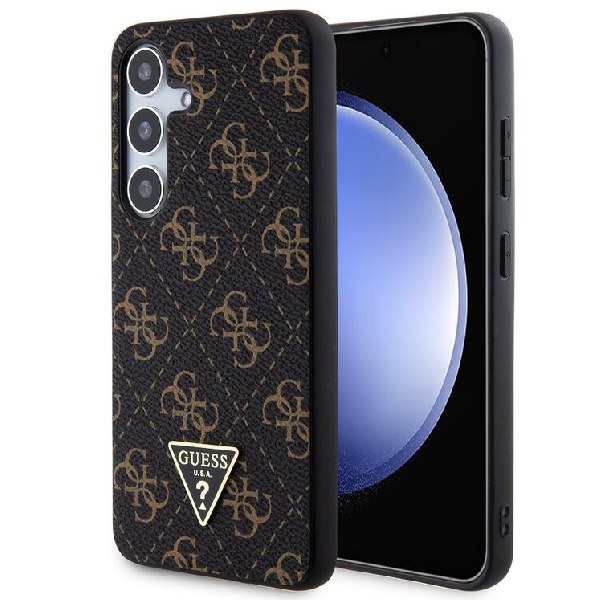 Guess PU Leather 4G Triangle Metal Logo hátlapi tok Samsung Galaxy S24 Plus számára