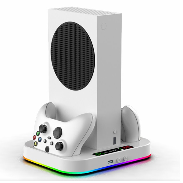 iPega XBS012S Többfunkciós RGB töltőállvány hűtéssel Xbox Series S számára + 2db akkumulátorXbox Series kiegészítők > Kábelek és állványok