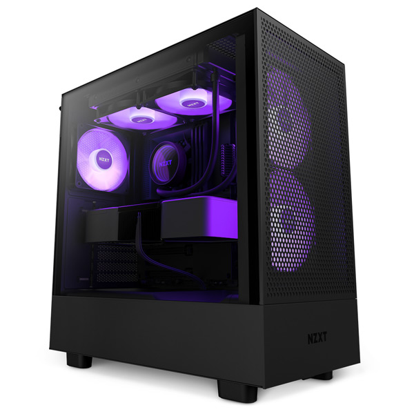 NZXT case H5 Flow RGB Kiadás / 2x120 mm fan / USB 3.0 / USB-C 3.1 / RGB / tempered glass / mesh panel / feketeHázak > Midi tower