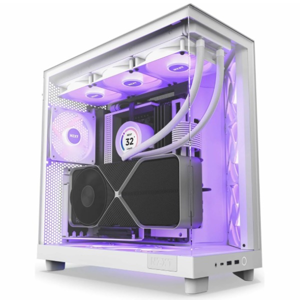 NZXT case H6 Flow RGB / 3x120 mm fan / glass / mesh panel / fehérHázak > Midi tower