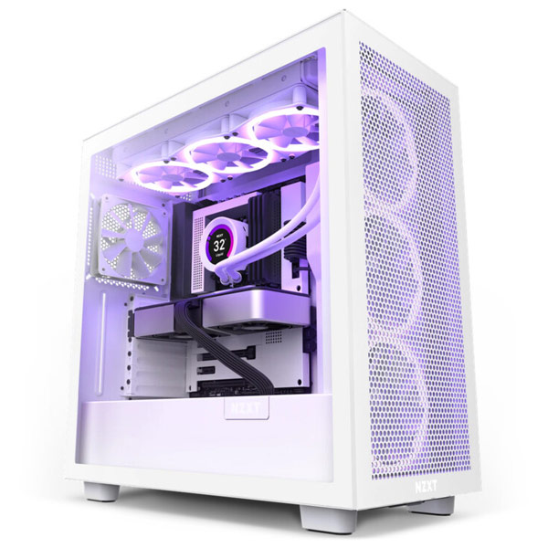 NZXT case H7 Flow Kiadás / ATX / 2x 120 mm fan / USB-C / 2x USB / tempered glass / mesh panel / fehérHázak > Midi tower