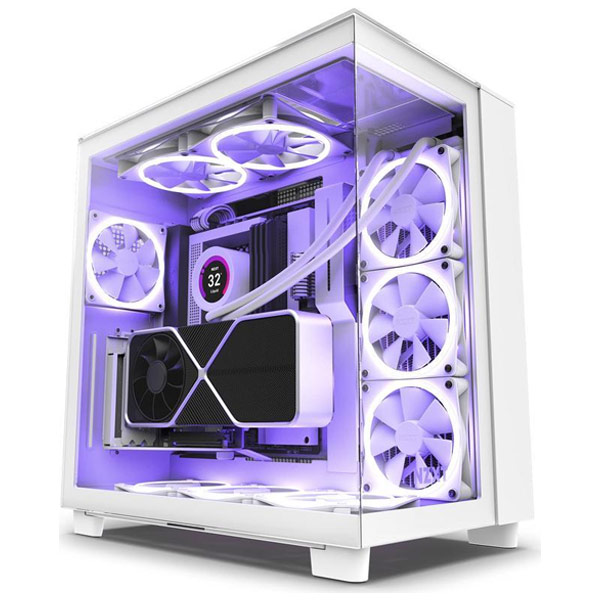 NZXT case H9 Elite Dual-chambers ATX / 3 x RGB 120 mm / 1x 120 mm fan / prosklená / RGB&fan controler / fehérHázak > Midi tower