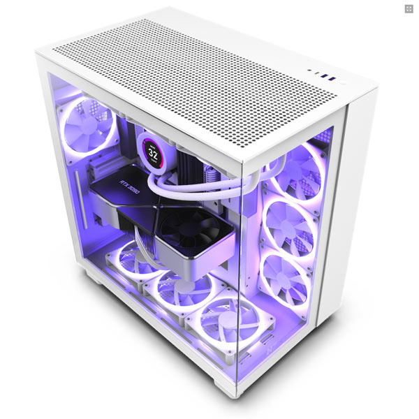 NZXT case H9 Flow Dual-chambers ATX / 4x120mm fan / 10xfan / mesh top / glass side panel