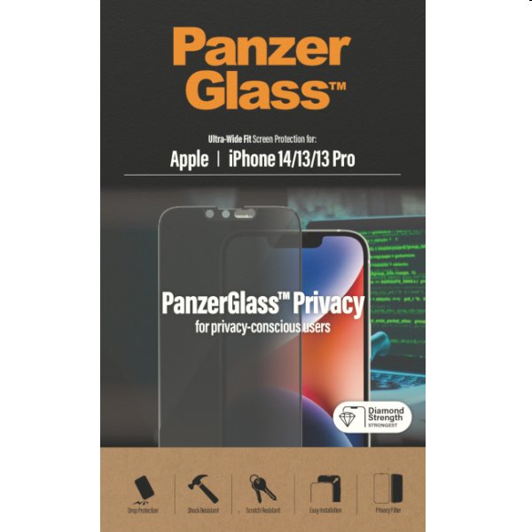 Védőüveg PanzerGlass UWF Privacy AB for Apple iPhone 14/13 Pro/13