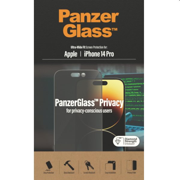 Védőüveg PanzerGlass UWF Privacy AB for Apple iPhone 14 Pro