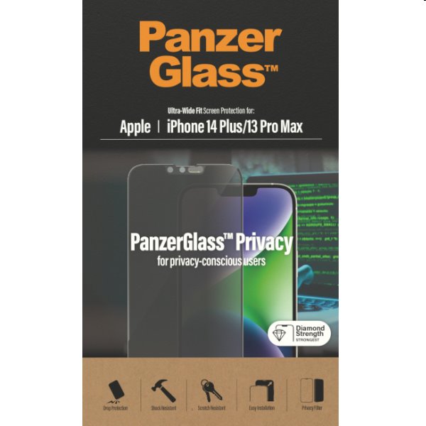 Védőüveg PanzerGlass UWF Privacy AB for Apple iPhone 14 Plus/13 Pro Max