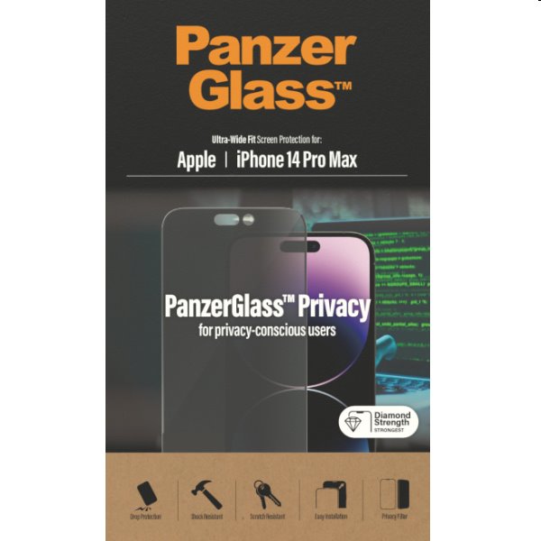 Védőüveg PanzerGlass UWF Privacy AB for Apple iPhone 14 Pro Max