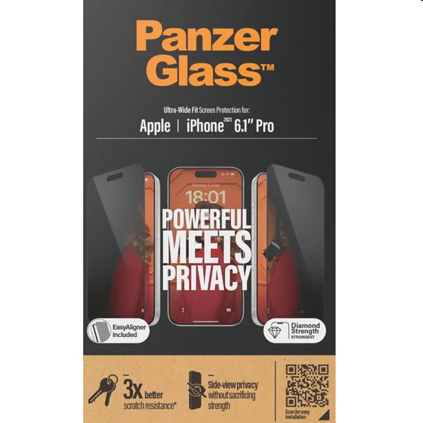 PanzerGlass UWF Privacy védőüveg applikátorral Apple iPhone 15 Pro számára