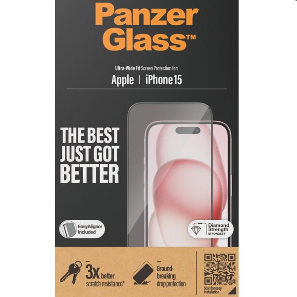 PanzerGlass UWF védőüveg applikátorral Apple iPhone 15 számára