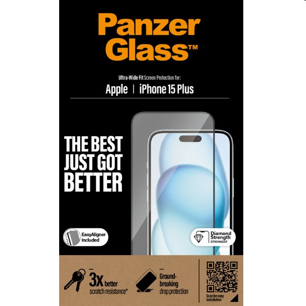 PanzerGlass UWF védőüveg applikátorral Apple iPhone 15 Plus számára