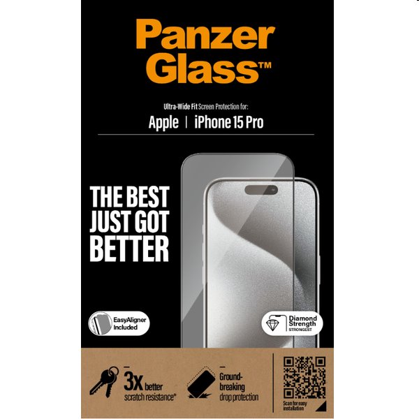 PanzerGlass UWF védőüveg applikátorral Apple iPhone 15 Pro számára