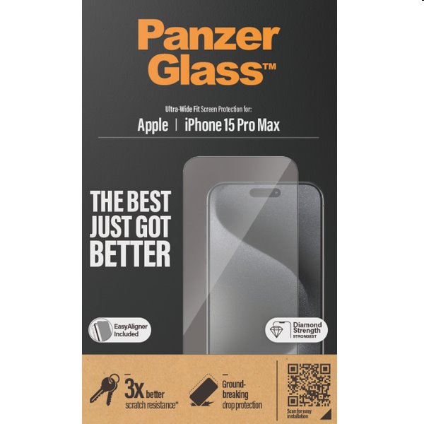 PanzerGlass UWF védőüveg applikátorral Apple iPhone 15 Pro Max számára