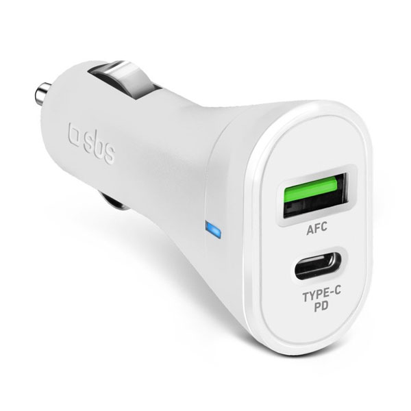 SBS Autós töltő USB-C PD 20 W/USB AFC 18 W