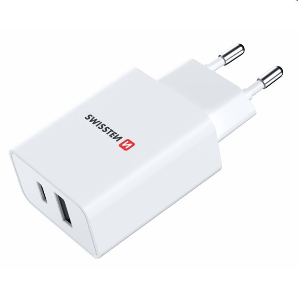 Hálózati Adapter Swissten 1xUSB-C+1xUSB 30W