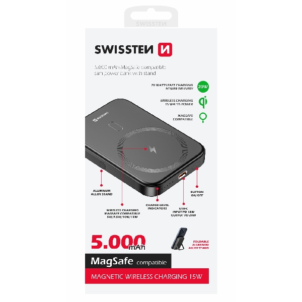 Swissten Powerbank 20 W 5000 mAh (MagSafe kompatibilis)