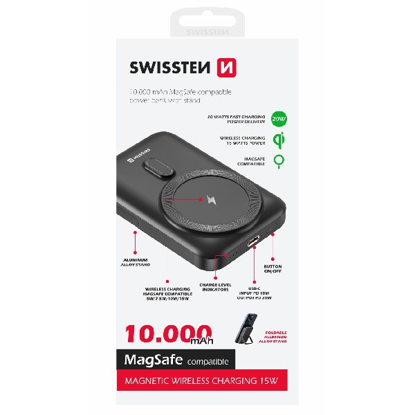 Swissten Powerbank 20 W 10000 mAh (MagSafe kompatibilis)