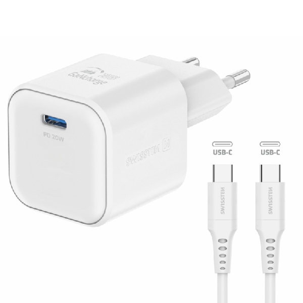 SWISSTEN GaN network adapter 1x USB-C 20 W PD