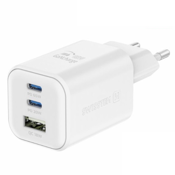 SWWISTEN hálózati adapter GaN 2x USB-C 65 W PD + 1x USB-A 18 W QC