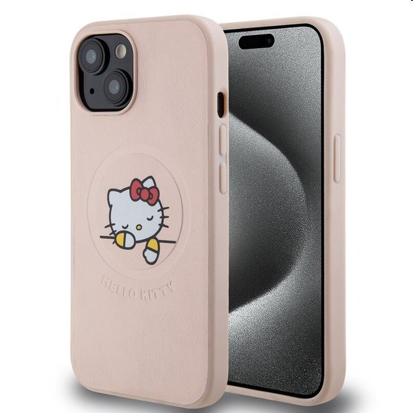 Hello Kitty PU Kitty Asleep Logo MagSafe hátlapi tok Apple iPhone 15 számára