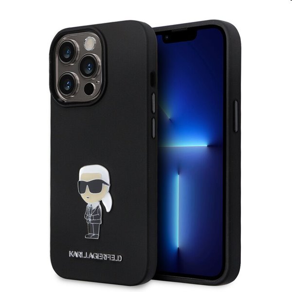 Karl Lagerfeld Liquid Silicone Metal Ikonik hátlapi tok Apple iPhone 15 Pro számára